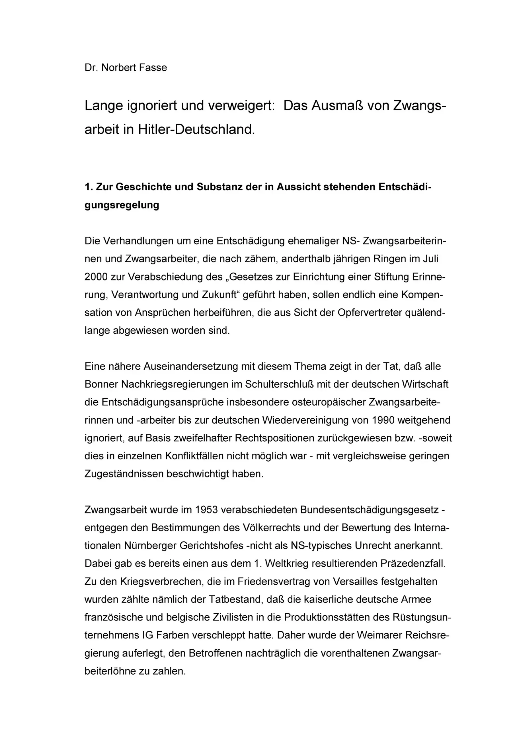 Cover - Lange ignoriert und verweigert. Das Ausmaß von Zwangsarbeit in Hitlerdeutschland - von Dr. Norbert Fasse Cover - Lange ignoriert und verweigert. Das Ausmaß von Zwangsarbeit in Hitlerdeutschland - von Dr. Norbert Fasse