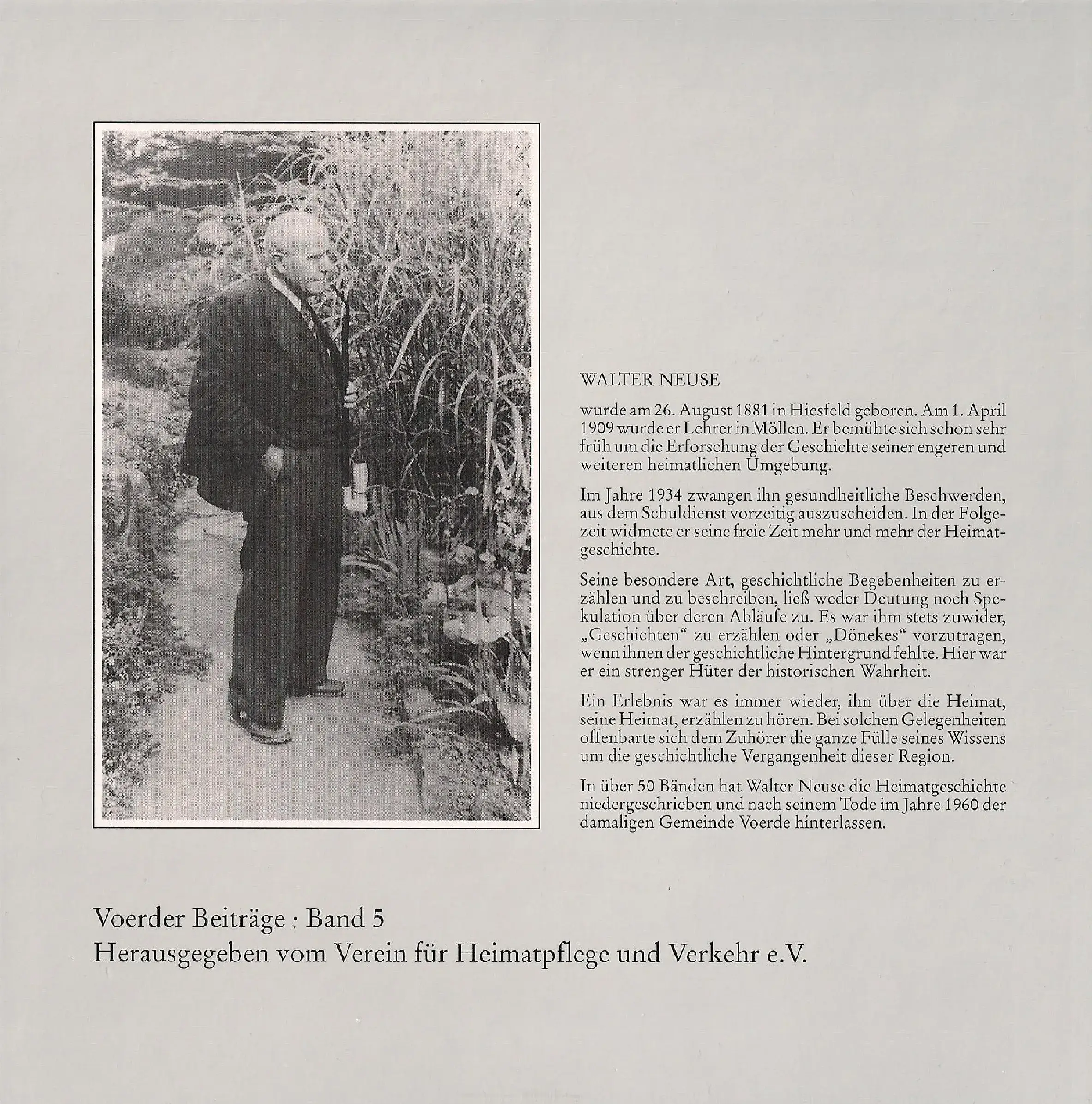 Projekte - Die Dorfgeschichte von Löhnen - Autorenportrait - Walter Neuse Portrait eines älteren Herrn mit Brille, Anzug und Krawatte